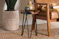 Bali & Pari Anan Round Live Edge Teak Wood Epoxy Resin End Table – Modern Rustic Side Table with Black Metal Legs FredCo