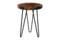 Bali & Pari Anan Round Live Edge Teak Wood Epoxy Resin End Table – Modern Rustic Side Table with Black Metal Legs FredCo