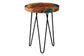Bali & Pari Anan Round Live Edge Teak Wood Epoxy Resin End Table – Modern Rustic Side Table with Black Metal Legs FredCo