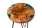 Bali & Pari Anan Round Live Edge Teak Wood Epoxy Resin End Table – Modern Rustic Side Table with Black Metal Legs FredCo