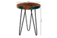 Bali & Pari Anan Round Live Edge Teak Wood Epoxy Resin End Table – Modern Rustic Side Table with Black Metal Legs FredCo