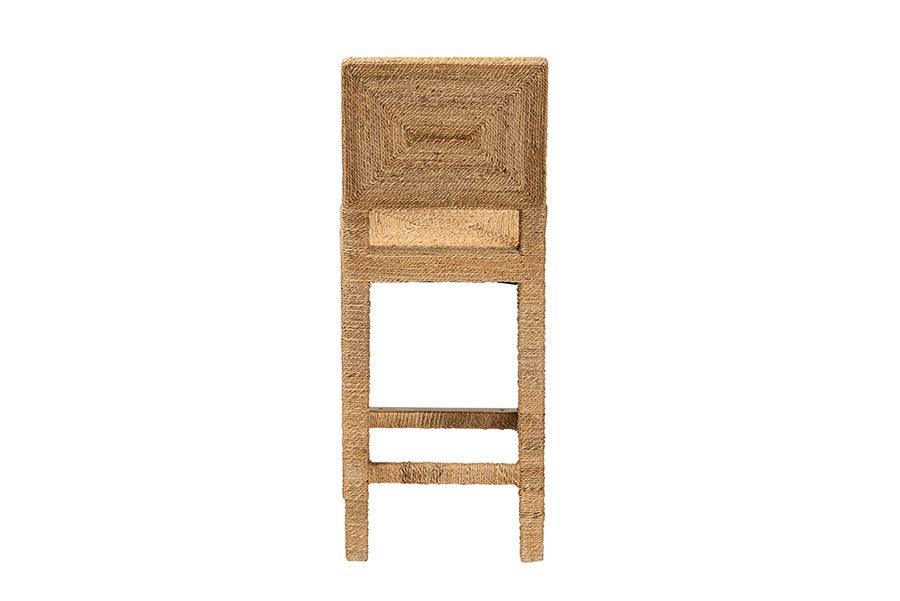 bali & pari Anfield Modern Bohemian Natural Seagrass and Mahogany Wood Counter Stool FredCo