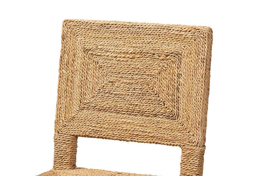 bali & pari Anfield Modern Bohemian Natural Seagrass and Mahogany Wood Counter Stool FredCo
