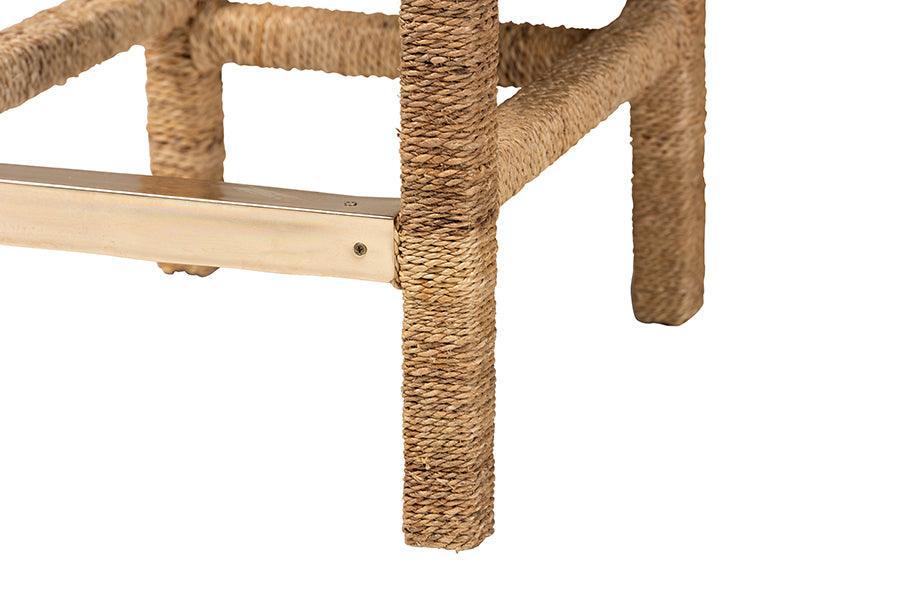 bali & pari Anfield Modern Bohemian Natural Seagrass and Mahogany Wood Counter Stool FredCo