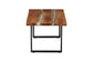 Bali & Pari Apio Live Edge Teak Epoxy Resin Rectangular Coffee Table – Modern Rustic Centerpiece with Black Metal Base FredCo