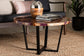 Bali & Pari Apio Live Edge Teak Epoxy Resin Round Coffee Table – Modern Rustic Centerpiece with Black Metal Base FredCo