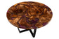Bali & Pari Apio Live Edge Teak Epoxy Resin Round Coffee Table – Modern Rustic Centerpiece with Black Metal Base FredCo