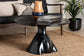 Bali & Pari Aponi Black Marbled Resin Round Coffee Table – Sculptural Modern Pedestal Base Accent Table FredCo