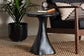Bali & Pari Aponi Black Marbled Resin Round End Table – Sculptural Modern Pedestal Side Table FredCo