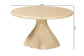 Bali & Pari Aponi Cream Marbled Resin Round Coffee Table – Sculptural Modern Pedestal Base Accent Table FredCo