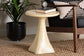 Bali & Pari Aponi Cream Marbled Resin Round End Table – Sculptural Modern Pedestal Side Table FredCo