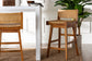 bali & pari Asgart Bohemian Natural Rattan and Mahogany Wood Bar Stool FredCo