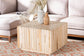 bali & pari Augusta Bohemian Natural Teak Wood Coffee Table with Unique Repurposed Wood Logs FredCo