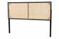 bali & pari Aurelia Modern Bohemian Black Finished Bayur Wood and Natural Rattan Queen Size Headboard FredCo