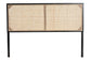 bali & pari Aurelia Modern Bohemian Black Finished Bayur Wood and Natural Rattan Queen Size Headboard FredCo