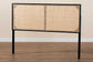 bali & pari Aurelia Modern Bohemian Black Finished Bayur Wood and Natural Rattan Queen Size Headboard FredCo