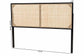 bali & pari Aurelia Modern Bohemian Black Finished Bayur Wood and Natural Rattan Queen Size Headboard FredCo