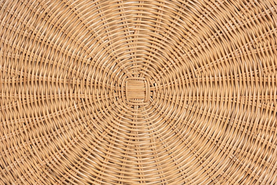 bali & pari Avalon Scallop Natural Rattan Pedestal Side Table - Round Handwoven Wicker Accent Table with Skirted Base, Boho Coastal Style Furniture for Living Room, Hallway or Sunroom FredCo