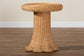 bali & pari Avalon Scallop Natural Rattan Pedestal Side Table - Round Handwoven Wicker Accent Table with Skirted Base, Boho Coastal Style Furniture for Living Room, Hallway or Sunroom FredCo