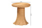 bali & pari Avalon Scallop Natural Rattan Pedestal Side Table - Round Handwoven Wicker Accent Table with Skirted Base, Boho Coastal Style Furniture for Living Room, Hallway or Sunroom FredCo