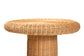 bali & pari Avalon Scallop Natural Rattan Pedestal Side Table - Round Handwoven Wicker Accent Table with Skirted Base, Boho Coastal Style Furniture for Living Room, Hallway or Sunroom FredCo