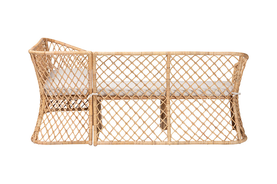 bali & pari Aysi Bohemian Light Honey Rattan 2-Piece Dining Nook Bench Set FredCo