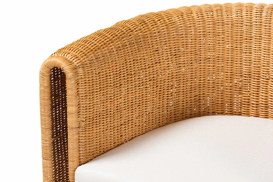 bali & pari Ayumi 5-Piece Round Rattan Dining Set - Handwoven Wicker Scalloped Table and 4 Barrel Chairs, Coastal Kitchen or Sunroom Furniture FredCo