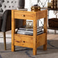 bali & pari Azmi Modern and Contemporary Natural Light Mappa Burl Wood 2-Drawer Nightstand FredCo