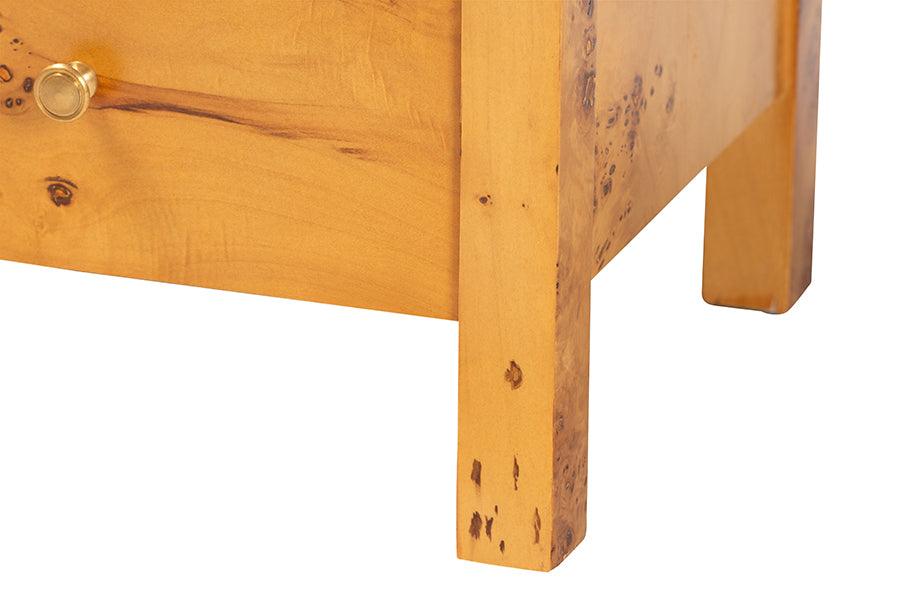 bali & pari Azmi Modern and Contemporary Natural Light Mappa Burl Wood 2-Drawer Nightstand FredCo