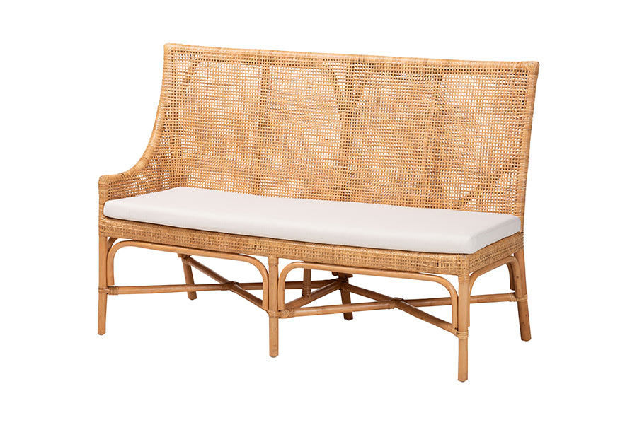 bali & pari Baako Bohemian Light Honey Rattan 2-Piece Dining Nook Bench Set FredCo