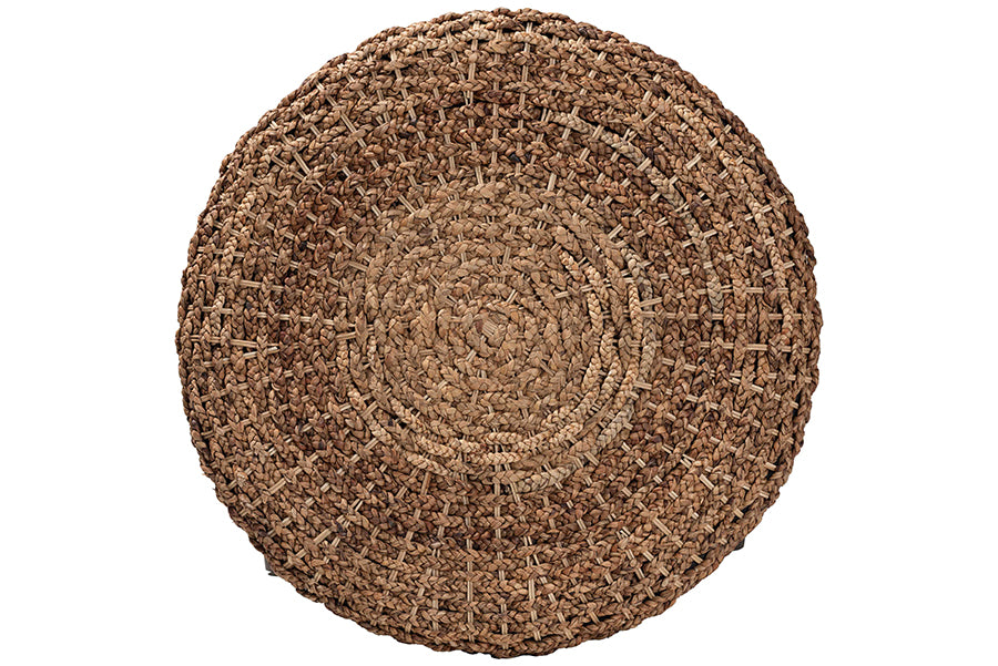 bali & pari Bailey Handwoven Seagrass Storage Ottoman with Lift-Top Lid - Rustic Wicker Trunk or Footrest with Inner Compartment for Living Room or Entryway, Round FredCo