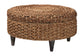 bali & pari Bailey Handwoven Seagrass Storage Ottoman with Lift-Top Lid - Rustic Wicker Trunk or Footrest with Inner Compartment for Living Room or Entryway, Round FredCo