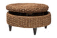 bali & pari Bailey Handwoven Seagrass Storage Ottoman with Lift-Top Lid - Rustic Wicker Trunk or Footrest with Inner Compartment for Living Room or Entryway, Round FredCo