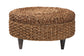 bali & pari Bailey Handwoven Seagrass Storage Ottoman with Lift-Top Lid - Rustic Wicker Trunk or Footrest with Inner Compartment for Living Room or Entryway, Round FredCo