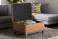 bali & pari Bailey Handwoven Seagrass Storage Ottoman with Lift-Top Lid - Rustic Wicker Trunk or Footrest with Inner Compartment for Living Room or Entryway, Square FredCo