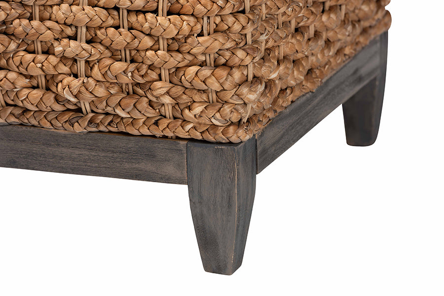 bali & pari Bailey Handwoven Seagrass Storage Ottoman with Lift-Top Lid - Rustic Wicker Trunk or Footrest with Inner Compartment for Living Room or Entryway, Square FredCo