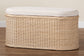 bali & pari Barid Braided Natural Rattan Storage Bench with Cushioned Lift-Top Lid - Coastal Boho Style Chest for Bedroom, Entryway, or Living Room Organization, Natural, 39" Oval FredCo