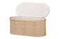 bali & pari Barid Braided Natural Rattan Storage Bench with Cushioned Lift-Top Lid - Coastal Boho Style Chest for Bedroom, Entryway, or Living Room Organization, Natural, 39" Oval FredCo