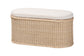 bali & pari Barid Braided Natural Rattan Storage Bench with Cushioned Lift-Top Lid - Coastal Boho Style Chest for Bedroom, Entryway, or Living Room Organization, Natural, 39" Oval FredCo