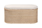 bali & pari Barid Braided Natural Rattan Storage Bench with Cushioned Lift-Top Lid - Coastal Boho Style Chest for Bedroom, Entryway, or Living Room Organization, Natural, 39" Oval FredCo