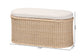 bali & pari Barid Braided Natural Rattan Storage Bench with Cushioned Lift-Top Lid - Coastal Boho Style Chest for Bedroom, Entryway, or Living Room Organization, Natural, 39" Oval FredCo