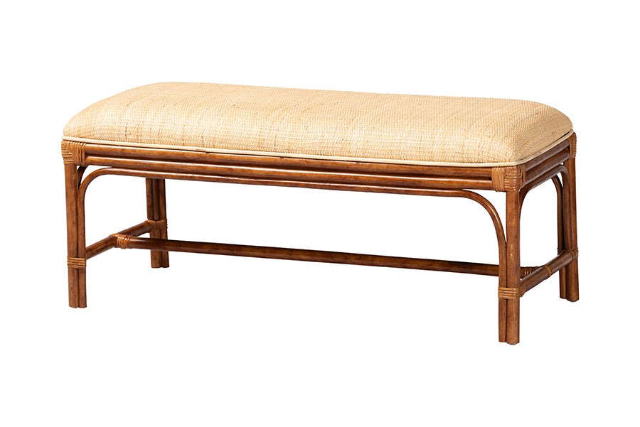 Rattan bench with cushioned seat, minimalist home furniture from FredCo International