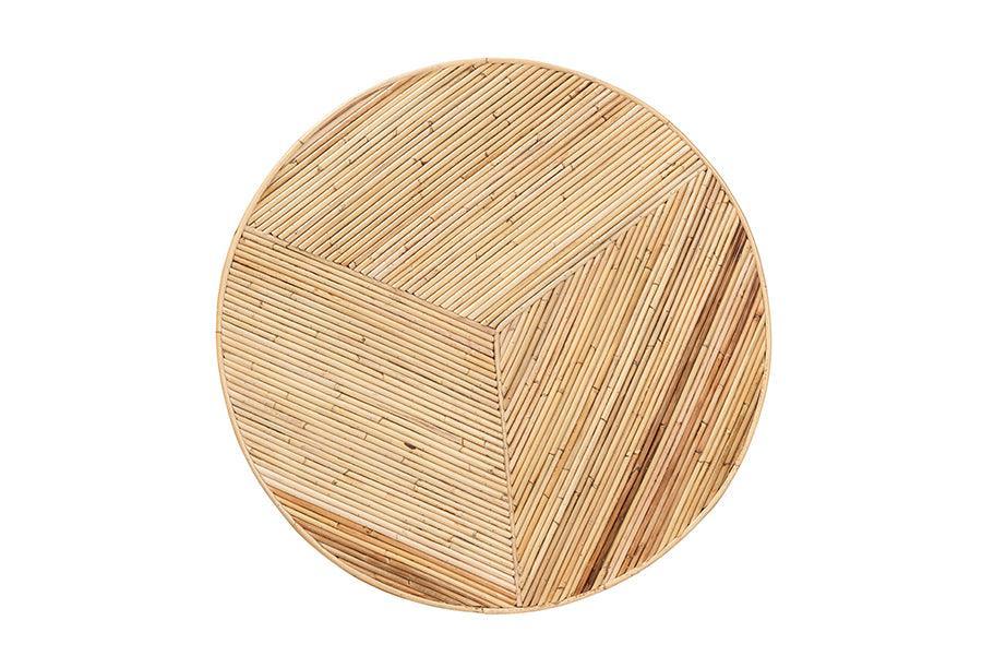 bali & pari Bella Modern Bohemian Natural Rattan and Mahogany Wood Coffee Table FredCo