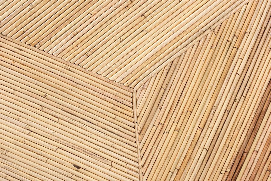 bali & pari Bella Modern Bohemian Natural Rattan and Mahogany Wood Coffee Table FredCo