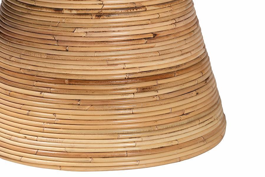 bali & pari Bella Modern Bohemian Natural Rattan and Mahogany Wood Coffee Table FredCo