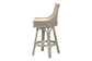 bali & pari Bella Swivel Rattan Bar Stool with Cushion - Handwoven Wicker Bar Chair with Backrest and Footrest, French Grey FredCo