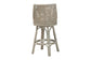bali & pari Bella Swivel Rattan Bar Stool with Cushion - Handwoven Wicker Bar Chair with Backrest and Footrest, French Grey FredCo