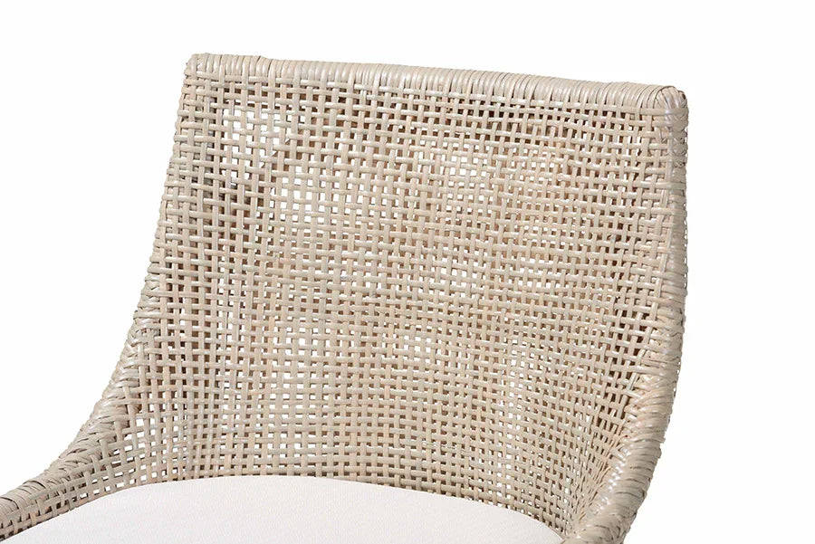 bali & pari Bella Swivel Rattan Bar Stool with Cushion - Handwoven Wicker Bar Chair with Backrest and Footrest, French Grey FredCo