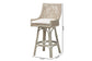 bali & pari Bella Swivel Rattan Bar Stool with Cushion - Handwoven Wicker Bar Chair with Backrest and Footrest, French Grey FredCo