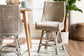 bali & pari Bella Swivel Rattan Counter Stool with Cushion - Handwoven Wicker Kitchen Island Seating with Backrest and Footrest, French Grey FredCo